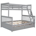 thumbnail image 5 of imerelez Twin-Over-Full Bunk Bed with Ladders and Two Storage Drawers(Gray), 5 of 9