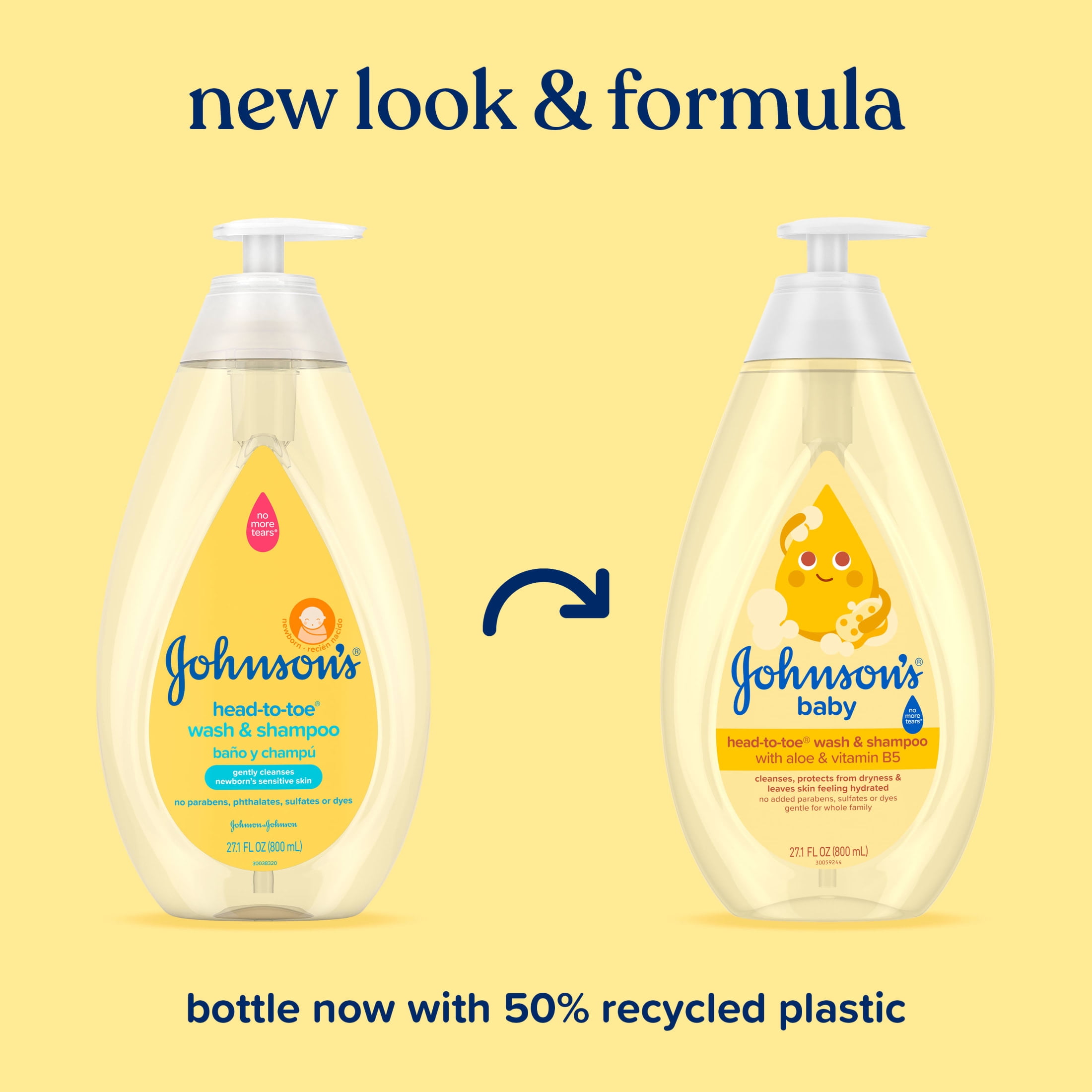 (3 pack) Johnson's Tear-Free Head-To-Toe Baby Body Wash & Shampoo, with Plant-Based Glycerin, 27.1 FL OZ