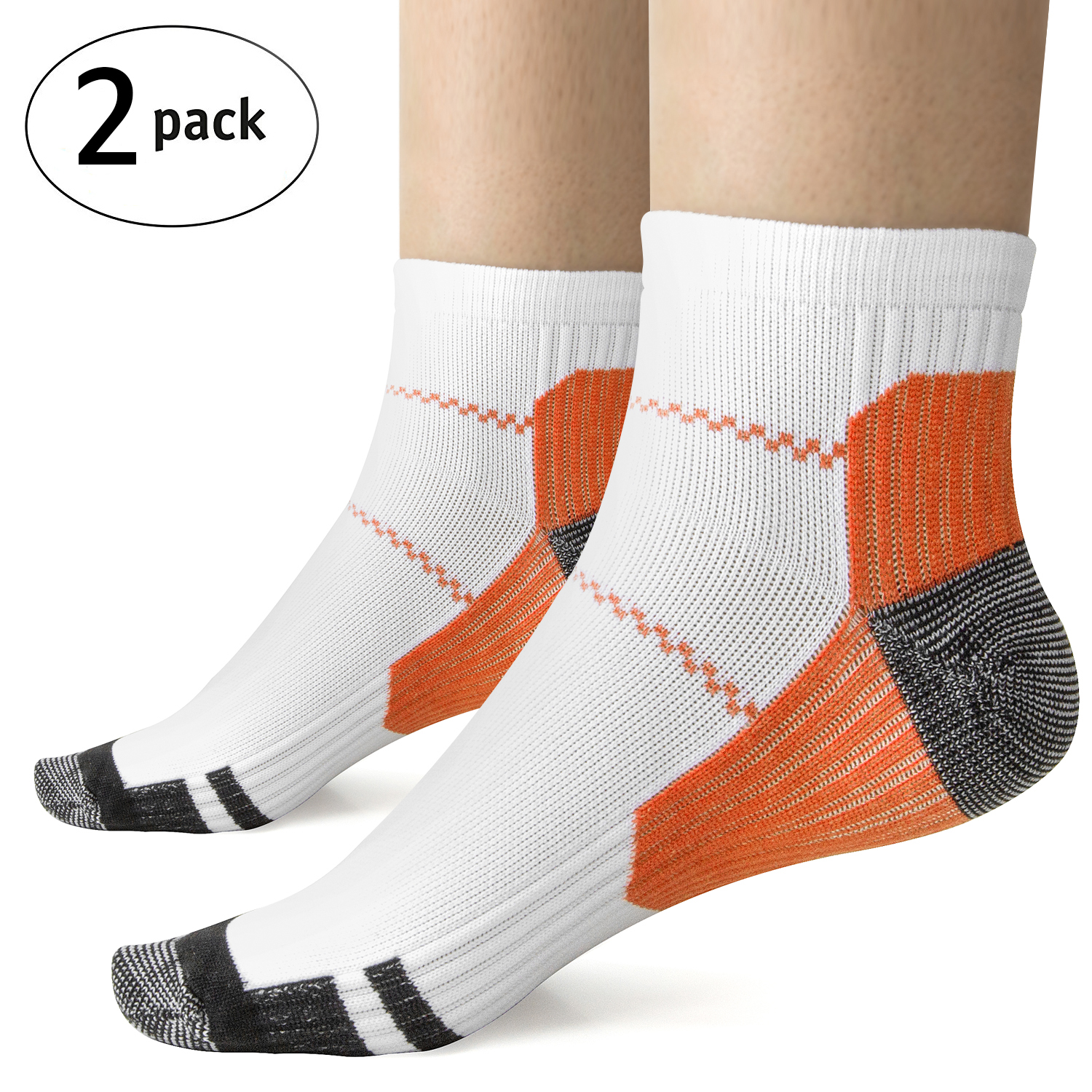 2 Pack S/M Orange Plantar Fasciitis Socks Premium Ankle Support
