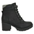 thumbnail image 2 of Soda Women Chunky High Heel Combat Army Military Riding Boots Booties Lug Sole Single-S Black 9, 2 of 3