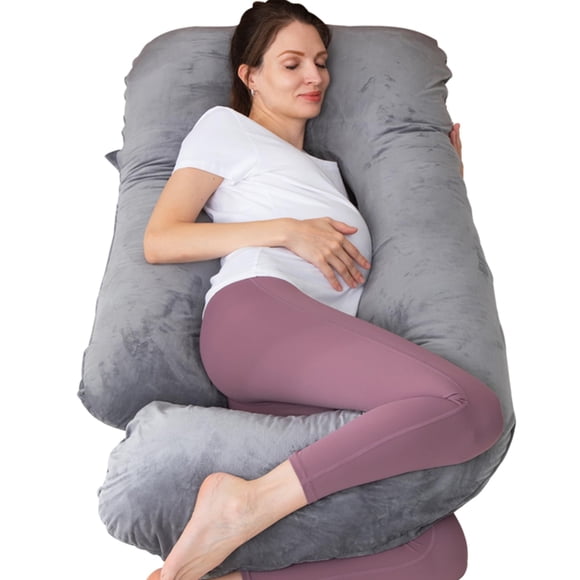 Almohada de embarazo MOON PINE en forma de U para todo el cuerpo, color gris oscuro