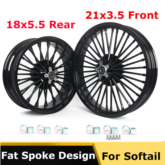 Fat Spoke 21''x3.5 18''x5.5 WHEELS Single Disc for Harley Dyna Low Rider FXDWG Wide Glide