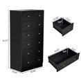 thumbnail image 4 of Black 7 Drawer Cabinet, Matte Gold Handles Textured Linen-Laminate Particle Board Cabinet, Tall Space-Saving Storage Organizer for Home Office Bedroom Living Area, 4 of 10