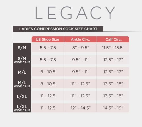 Legacy Legwear Size Chart