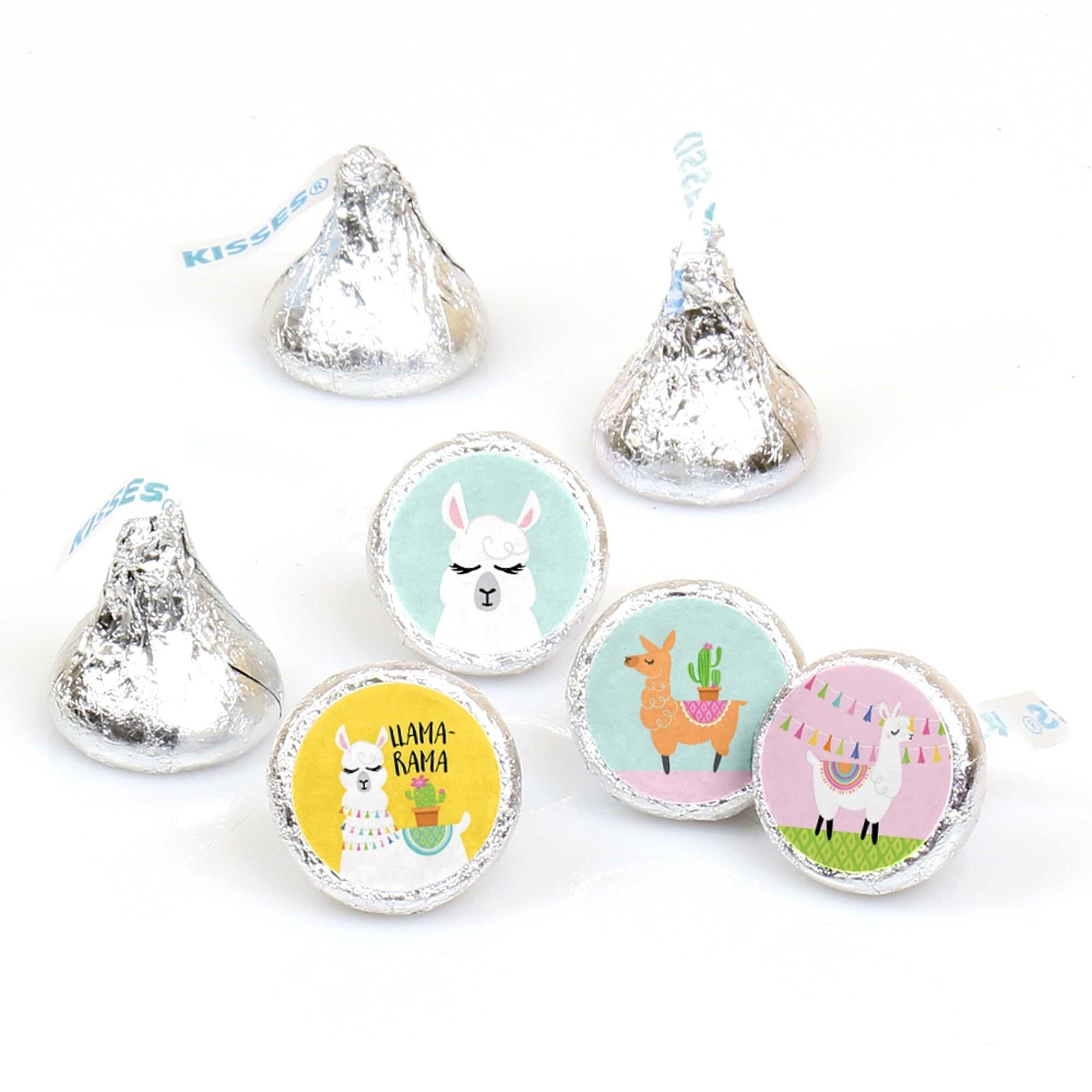 Big Dot of Happiness Whole Llama Fun - Llama Fiesta Baby Shower or Birthday Round Candy Sticker Favors - Labels Fit Hershey's Kisses 108 Ct