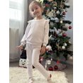 thumbnail image 5 of Arshiner Toddler Girls 2 Piece Fall Outfits Ruffle Trim Long Sleeve Pullover Sweatshirts and Pants, 5 of 6