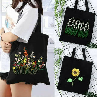 Embroidery Bag for Women Organizer Bag Embroidery Projects Sewing Cross  Girls Gift with Flower Pattern Tote Bag for Adults , Type B