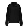thumbnail image 4 of BiZtdJrK Womens Quarter Zip Sweatshirts Lapel Collar Waffle Pullover Tops Lightweight Casual Fall Fashion Outfits Black XXL, 4 of 10