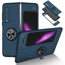 Samsung Galaxy Fold Case 2019(NOT for Z Fold 2 2020/Z Fold 3 2021), Allytech Slim PC Protective Case with 360 Degrees Ring Holder Kickstand Anti-Scratch Hard Folio Cover for Galaxy Fold(2019),Darkblue