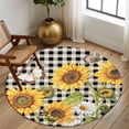 thumbnail image 2 of Round Rug 7Ft Washable Non-Slip, Sunflowers Circle Area Rugs for Living Room Bedroom, Yellow Flowers Butterfly Farmhouse Black Plaid Indoor Floor Mats Carpet Runner for Home Decor Aesthetic, 2 of 8