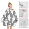thumbnail image 6 of Gray Halloween White Ghosts Blanket Hoodies for Kids 6-13YR Oversize Wearable Blanket Hoodies for Boys Girls Teens, 6 of 7