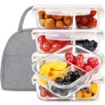 thumbnail image 1 of DAS TRUST 5 Pack 36oz Bento Box Glass Meal Prep Containers 3 Compartments Clear Glass Food Storage Containers with Lids Meal Prep Bowls Lunch Box, 1 of 6