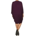 thumbnail image 4 of Women's Plus Size Casual Solid Loose Fit 3/4 Sleeve Dolman Sleeve Midi Dress, 4 of 5