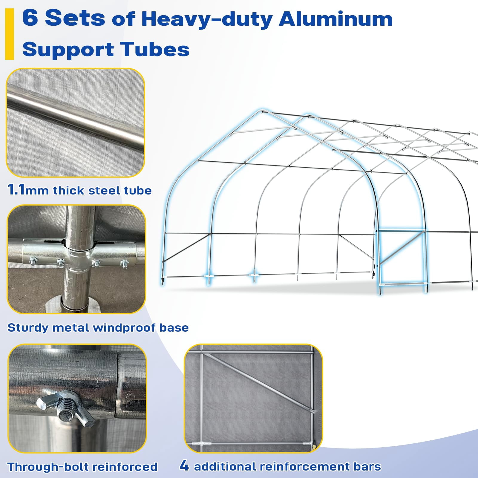 Richryce 20x20 ft Carport, Heavy Duty 2 Carports and Shelters with Sides andGalvanized Steel Frame , Fits 2 Cars, Boat, Farm Equipment, Silver Gray