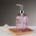 thumbnail image 6 of Vfedsrsge Vertical Stripe Colored Glass Soap Dispenser - Press Type 350ml Refillable Bottle for Hand Soap, Shampoo, Shower Gel - 7 Colors Available, 6 of 6