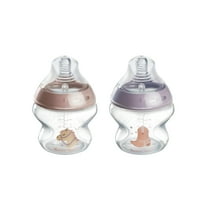 Tommee Tippee Natural Start Baby Bottles for 0m , Pack of 2, 5oz Baby Bottles, with Slow Flow Breast-Like Nipple for a Natural latch, Self-sterilizing and BPA Free, Decorated