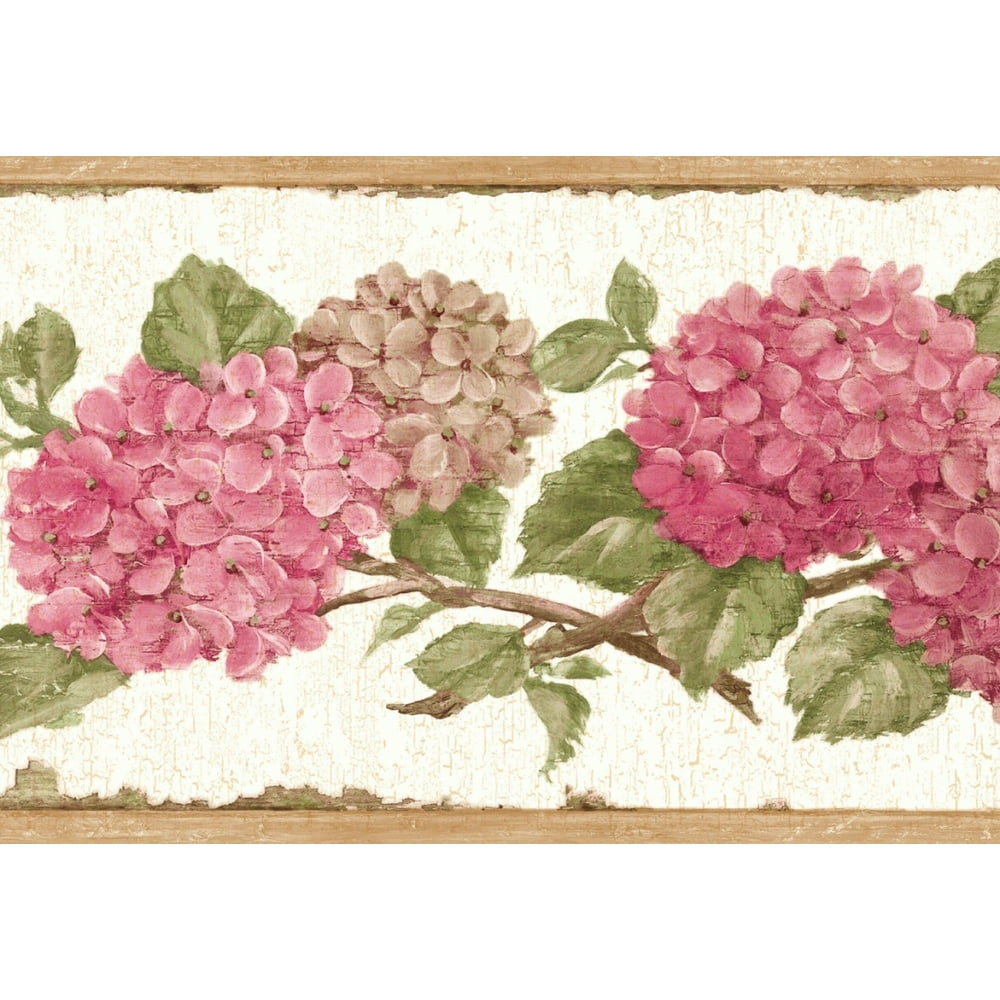 879814 Pink Hydrangea Wallpaper Border CT46003b
