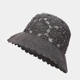 thumbnail image 1 of gris-chapeau Bob D't En Tricot Au Crochet Pour Femme - Fait La Main - Motif Floral, 1 of 5
