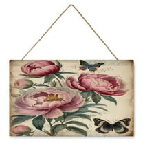 Peony Wood Hanging Sign, Wood Wall Art, Funny Bathroom Wood Decor Sign, Rustic Wall Art for Bedroom Living Room 10x16 IN