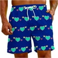 thumbnail image 4 of Herrnalise Men's Shorts Casual Red Heart Print Elastic Waist Drawstring Lightweight Summer Beach Shorts, 4 of 9