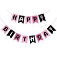 thumbnail image 1 of Banner de cumpleaños Woizoeiy Happy Birthday, color rosa y negro, 1 of 8