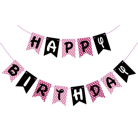 Banner de cumpleaños Woizoeiy Happy Birthday, color rosa y negro