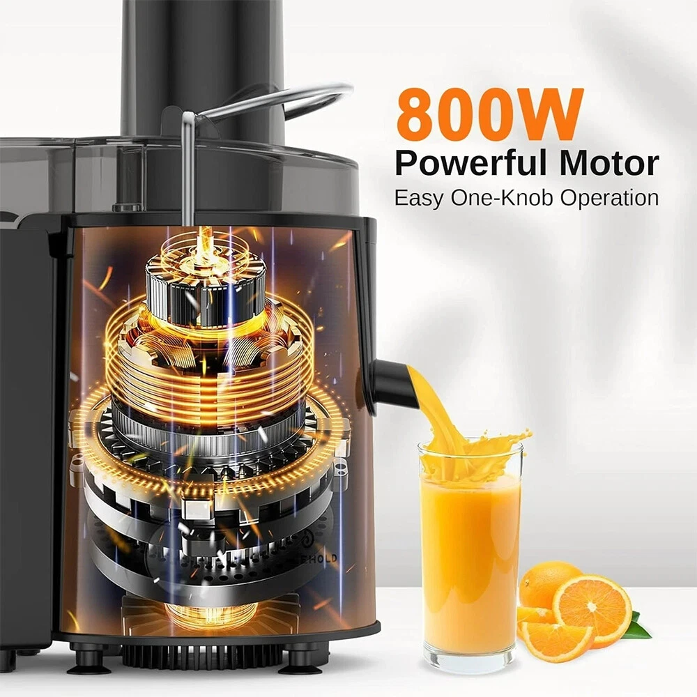 800W Electric Juicer Fruit Vegetable Blender Juice Extractor Citrus Machine 2-Speed for Whole Fruits & Vegetables, Black