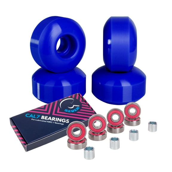 Cal 7 52mm 99a Skateboard Flywheels   ABEC 7 Bearings and Spacers (Blue)