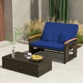 thumbnail image 4 of Gymax Outdoor Wicker Daybed Patio Loveseat & Storage Ottoman Set w/ Navy Cushions, 4 of 10