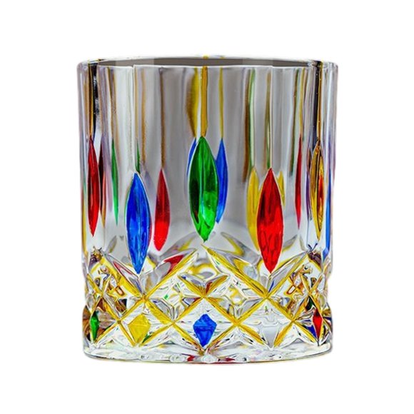Handmade Crystal Glass Cup Drinking Glass for Water Juice Wine Elegant Color Block Design Desktop Liquid Storage Glassware