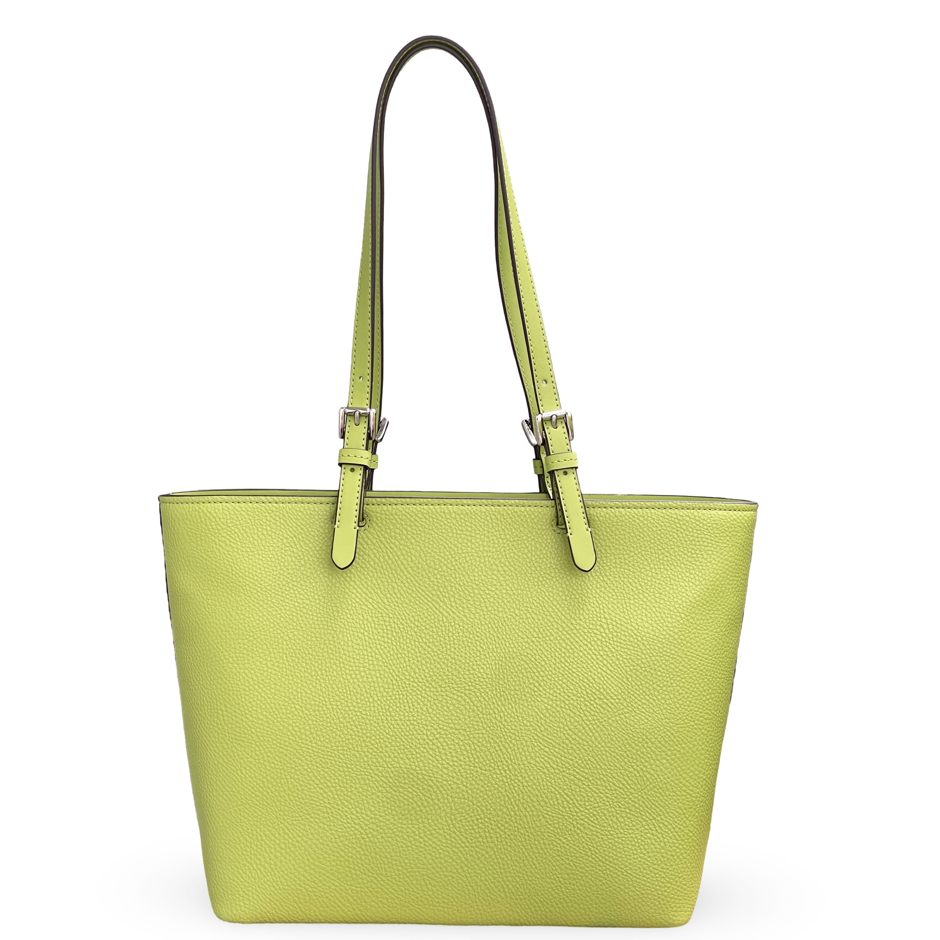 Michael Kors Women s Jet Set Medium Vegan Leather Top Zip Pocket Tote Bag Lime Walmart