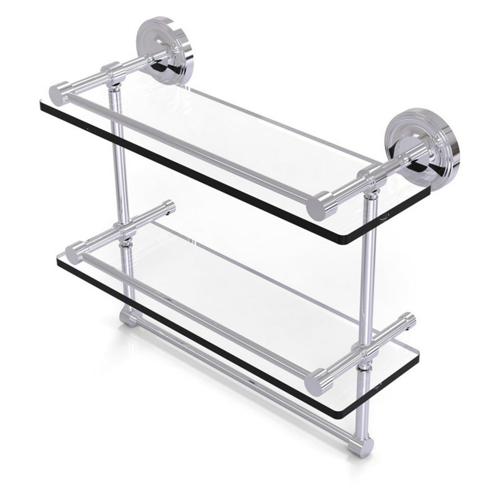 22in Gallery Double Glass Shelf with Towel Bar in Polished Chrome