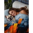 thumbnail image 3 of Blue Burnt Orange Twim Size Flat Sheet, Wrinkleproof & Fadeproof Cooling Flat Bed Sheet Only, Modern Oil Painting Geometric Abstract Breathable Soft Bedding Top Sheets 66 x 96 Inches, 3 of 8