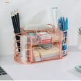thumbnail image 4 of Rose Gold Desk Organizer Set  Large Metal Pen Holder with Accessories  Durable Stainless Steel Makeup Brush Cup  Multi Purpose Office Desk Organizer for Stationery  Sticky Notes  Paper Cl, 4 of 6