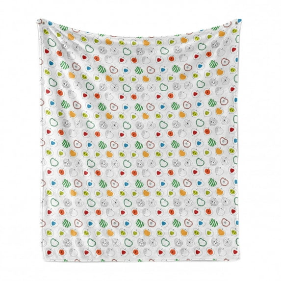 Fruit Soft Flannel Fleece Blanket, Raw Tasty Apples Simplistic Delicious Vegan Food Healthy Life Style on Plain Backdrop, Cozy Plush for Indoor and Outdoor Use, 50" x 60", Multicolor, by Ambesonne