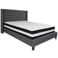 thumbnail image 2 of BizChair Queen Size Tufted Upholstered Platform Bed with Accent Nail Trimmed Extended Sides in Dark Gray Fabric with Mattress, 2 of 5