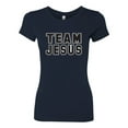 thumbnail image 2 of Wild Bobby Varsity Team Jesus Inspirational/Christian Women Slim Fit Junior Tee, Navy, Small, 2 of 5