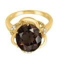 thumbnail image 4 of Mauli Jewels Women's 4.53 Carat Smokey Quartz and Diamond Flower Ring in 10K Yellow Gold, 4 of 6