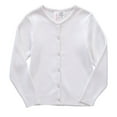 thumbnail image 2 of Cyndeelee Girls Long Sleeve Button Front Cotton Soft Knit Cardigan Sweater (White, 16), 2 of 5