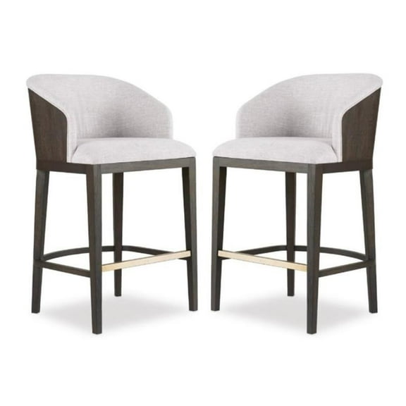 Home Square Upholstered Bar Stool in Midnight Brown - Set of 2