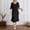 Black, variant on Women's Chiffon Midi Dress 3/4 Bell Sleeve Crewneck Tiered Layered Elegant Wedding Guest Dresses, Party Dress(Red,S)