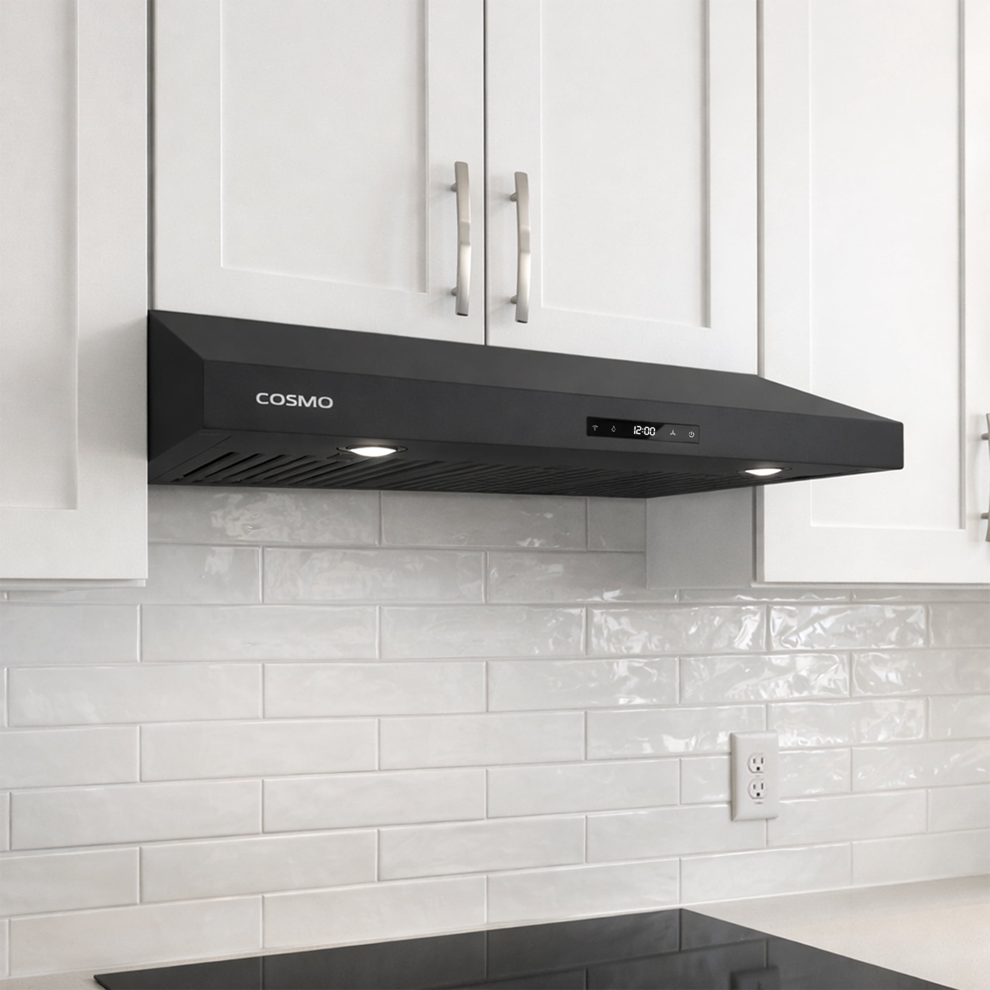 Cosmo 36 in. Haven Collection Ducted Under Cabinet Range Hood, Touch Controls, LED Lights in Matte Black