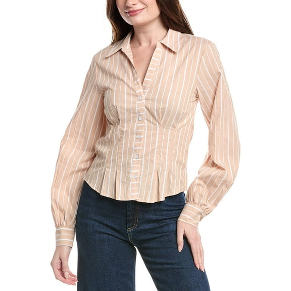 JOE'S Jeans womens Striped Pleated Dress Shirt, s
