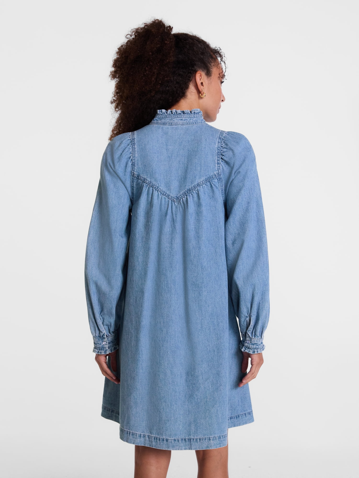 Scenario Women's Denim Mini Dress with Long Sleeves, Sizes XS-XXXL