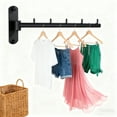 thumbnail image 5 of Folding Wall Mounted Clothes Hanger Rack with Swing Arm, Foldable 180°Rotation, Stainless Steel 304 Folding Clothes Hanger Drying Rack Rod, for Laundry Room Valet Hook (Black), 5 of 6