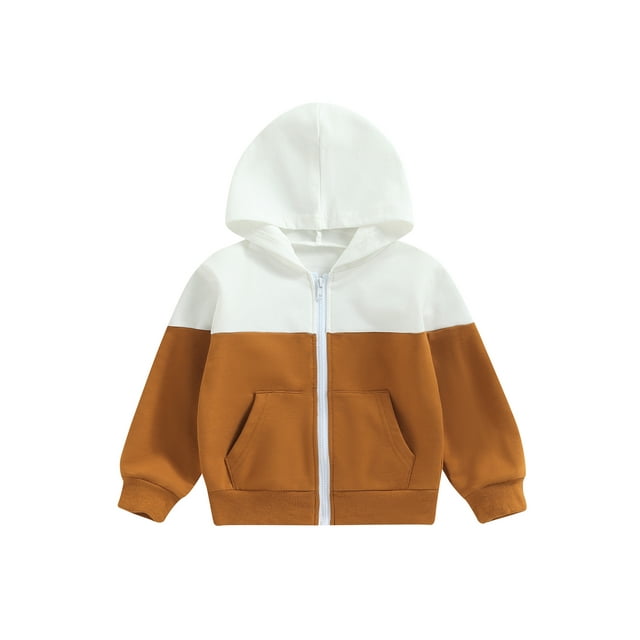 xiaxaixu Toddler Baby Autumn Hoodies Coat, Contrast Color Long Sleeve Zipper Closure Jacket with Pockets