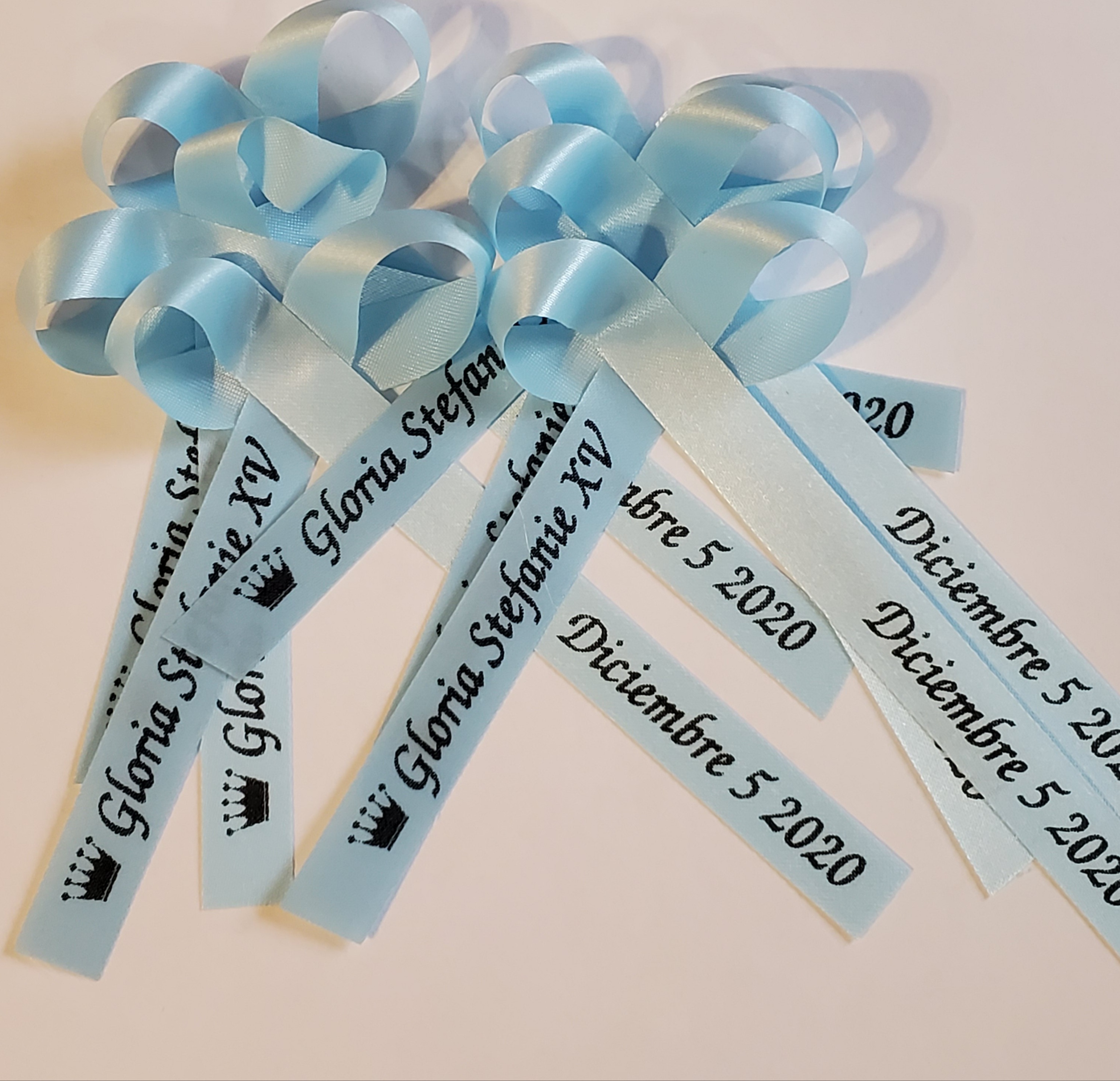 Personalized Ribbons Baby Bridal Shower Wedding Favors Custom Made Blue 25 Bows