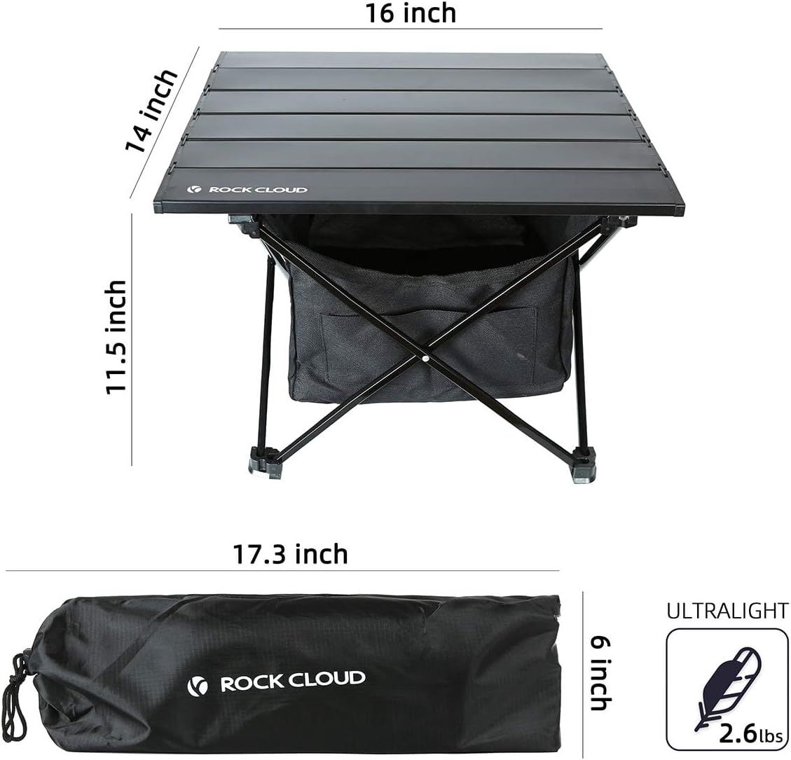 Portable Camping Table Ultralight Aluminum Camp Table with Storage Bag Folding Beach Table for Camping Hiking Backpacking Outdoor Picnic
