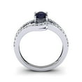 thumbnail image 4 of SuperJeweler 1.40 Carat Oval Shape Created Sapphire and Fancy Diamond Ring In Sterling Silver For Women, 4 of 6