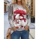 thumbnail image 5 of Jersey de manga larga con estampado navideño para mujer, ropa deportiva, Top informal, microelástico, Otoño e Invierno, 5 of 5